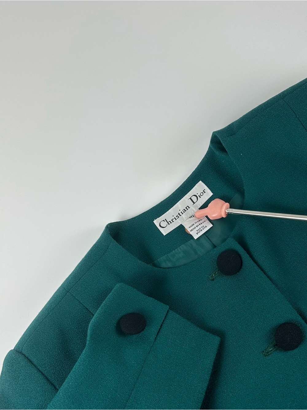 Christian Dior WMNS SZ 16 VTG 80s 90s Emerald Green Old Money Prep Blazer Classy